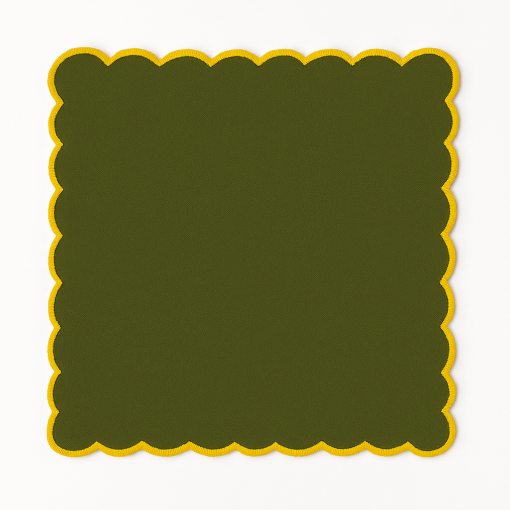 Olive gold scallop Napkin Set of 6