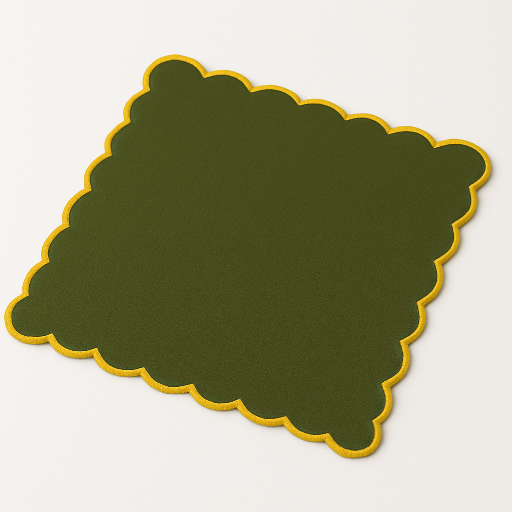 Olive gold scallop Napkin Set of 6