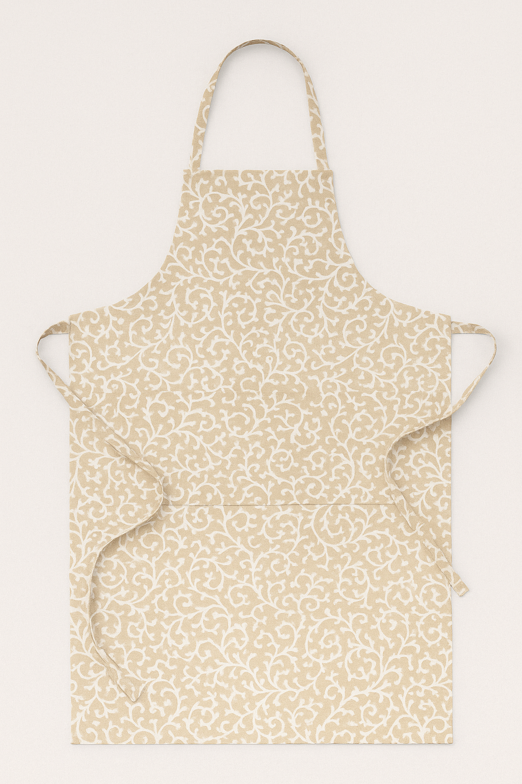 Elysian Beige Vine Print Cotton Apron | Premium Kitchen Apron