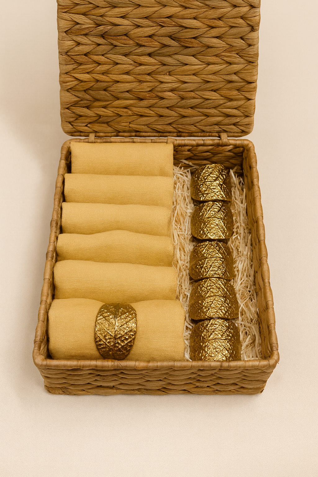 Yellow Gold Napkin Hamper Sets