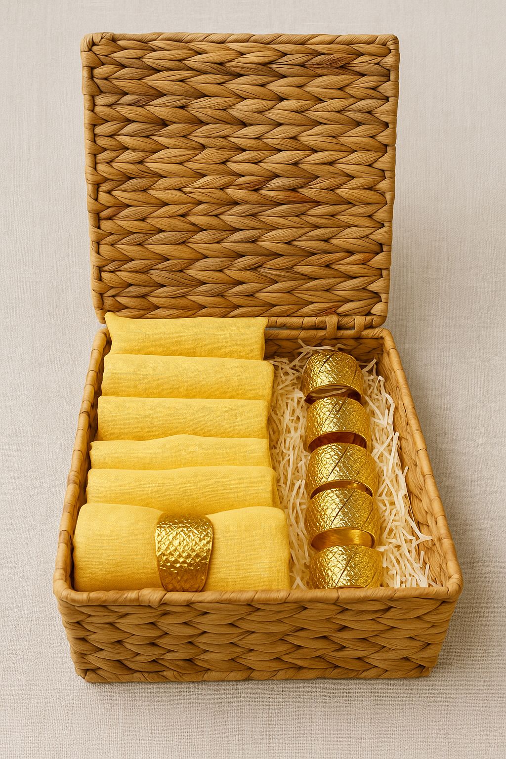 Yellow Gold Napkin Hamper Sets