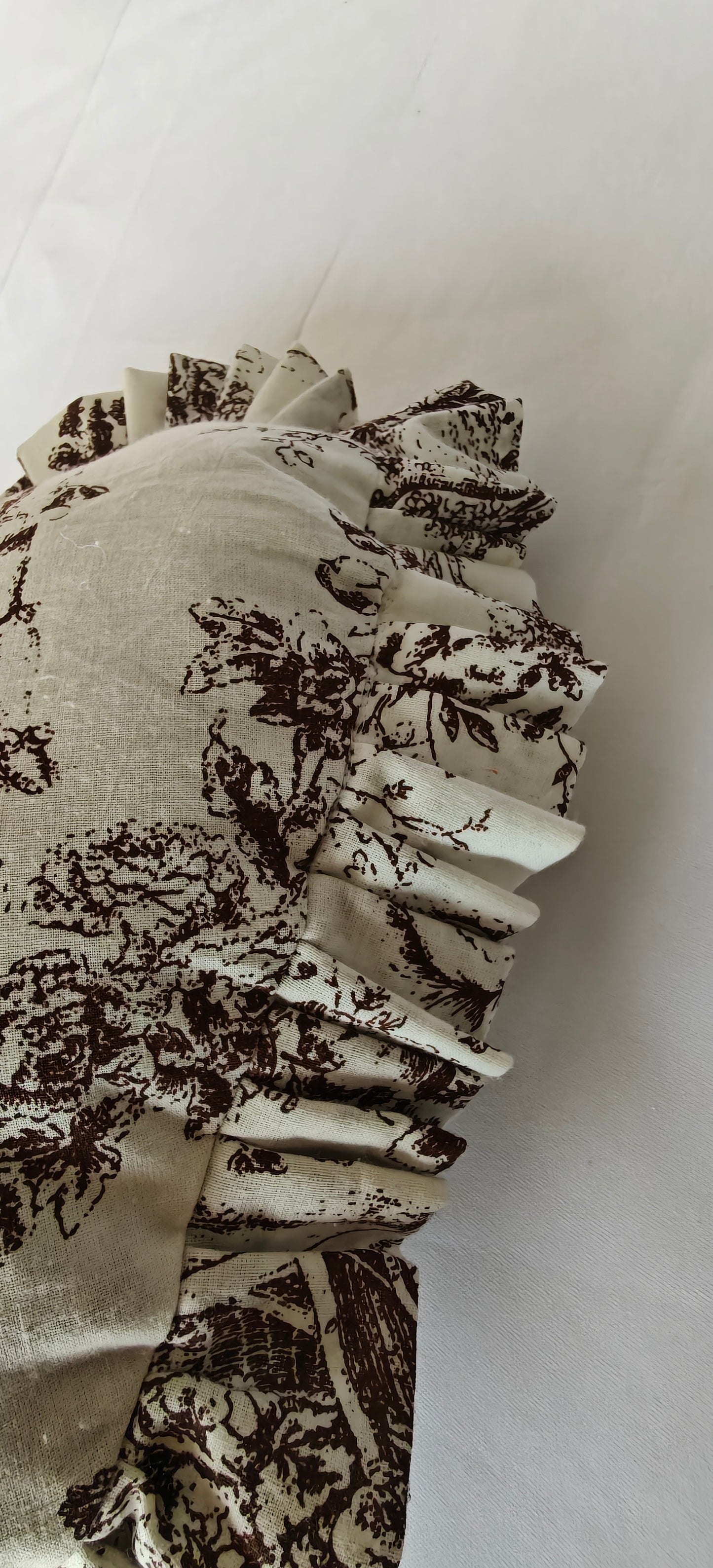 Back view of Brown Toile heart cushion - Viraasa luxury gifting