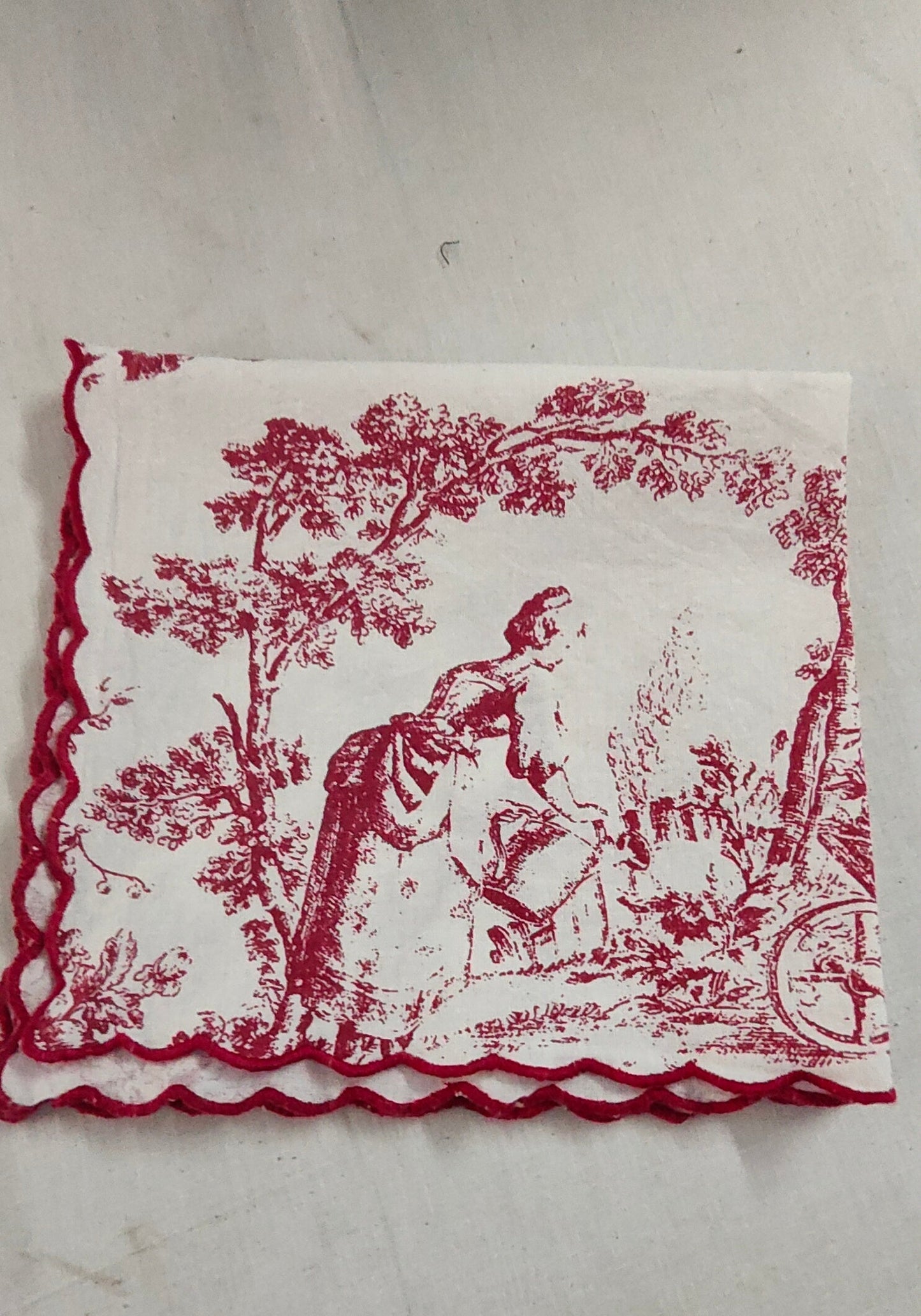 Red Toile de Jouy Table Trio | Runner, Placemats & Napkins Set for 6