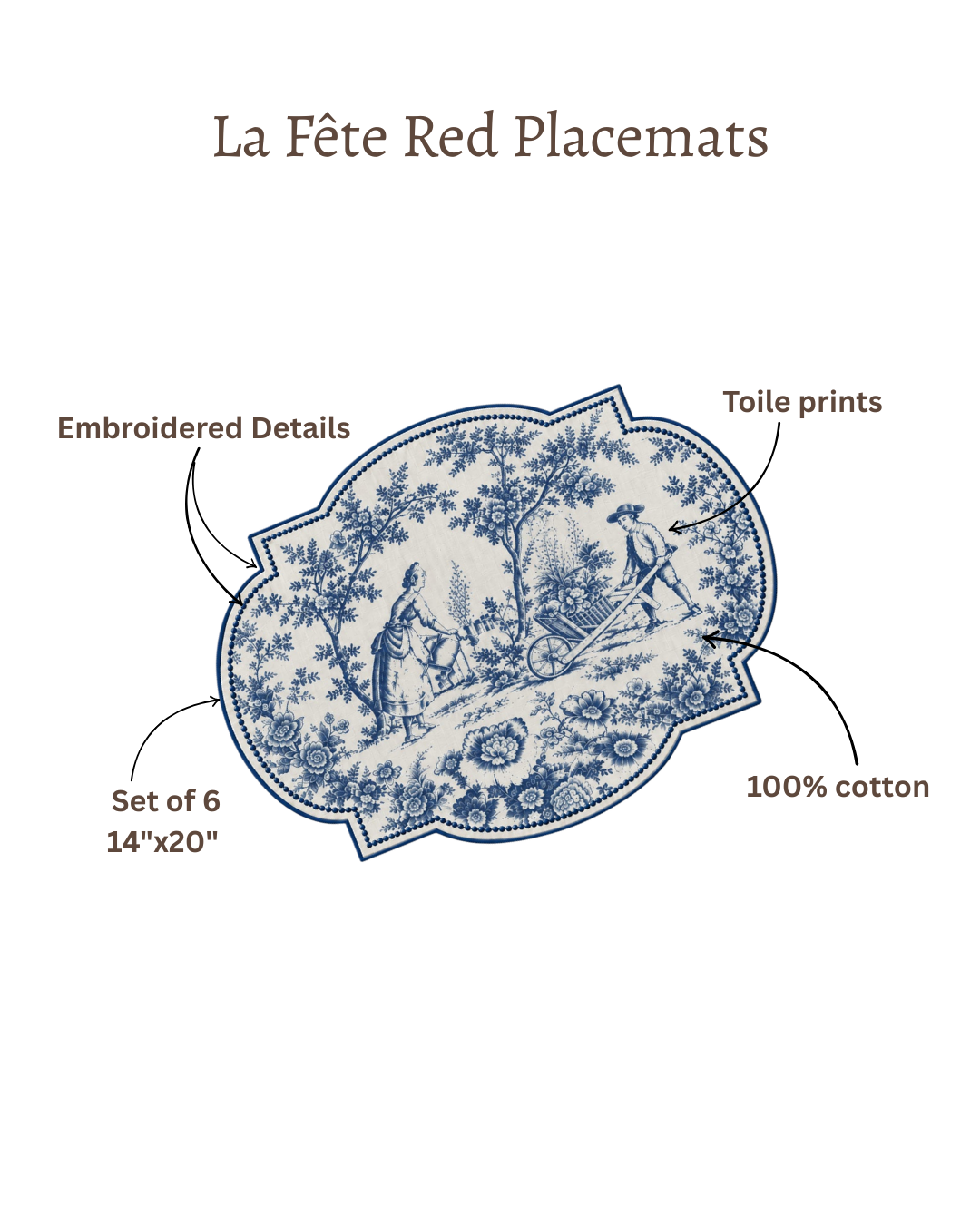 La Fête Blue Placemat Set of 6