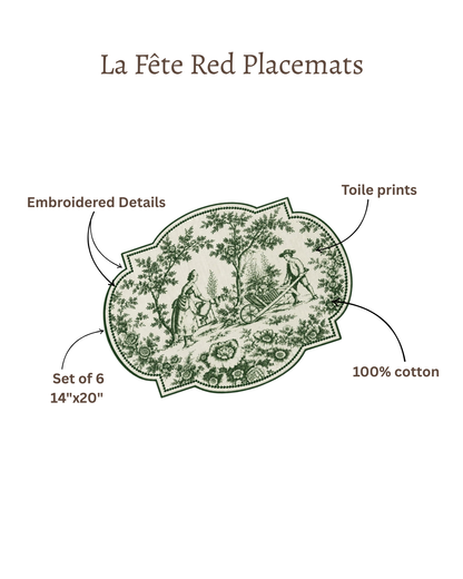 La Fête Green Placemat Set of 6