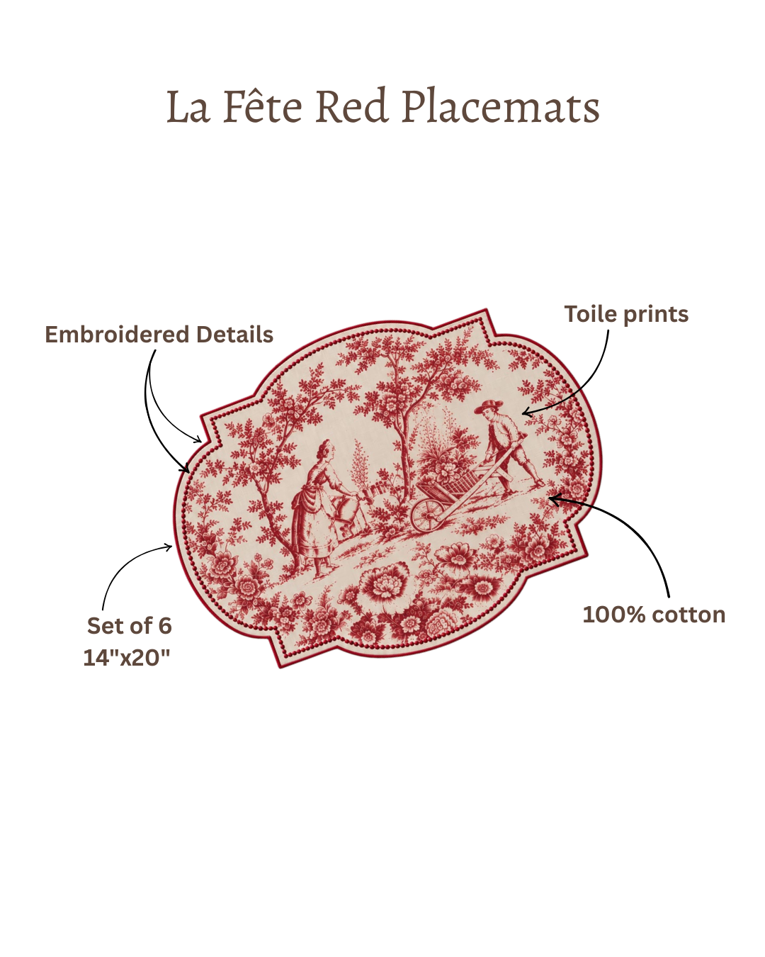 La Fête Red Placemat Set of 6