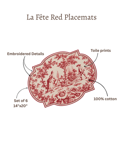 La Fête Red Placemat Set of 6
