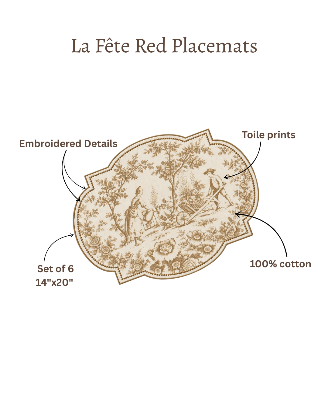 La Fête Beige Placemat Set of 6