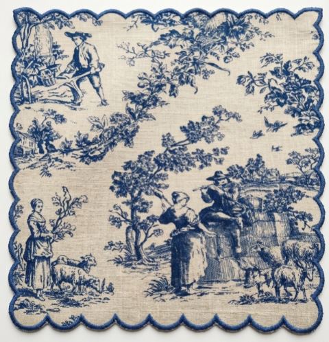 Decorative Napkin with blue and white design