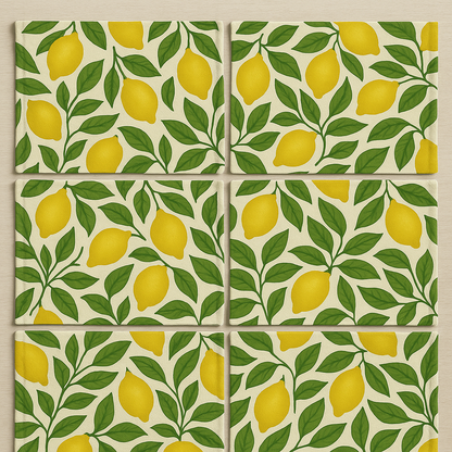 Orchard Lemon Print Cotton Placemats Set of 6 | Fresh Dining Decor