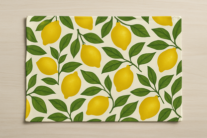 Orchard Lemon Print Cotton Placemats Set of 6 | Fresh Dining Decor