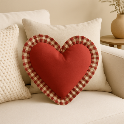 Heartland Charm Red Check Cotton Cushion Cover | Charming Home Decor