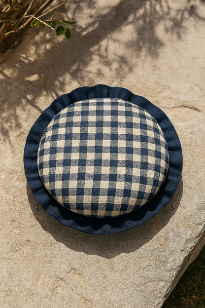 Round Mono Frill Cotton Cushion | Frilled Home Decor
