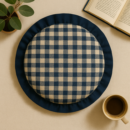 Round Mono Frill Cotton Cushion | Frilled Home Decor
