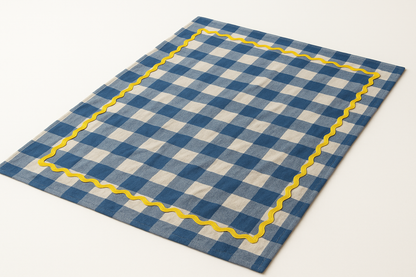 Blue Gingham Cotton Picnic Mat| Classic Check Print