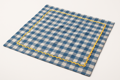 Blue Gingham Cotton Picnic Mat| Classic Check Print