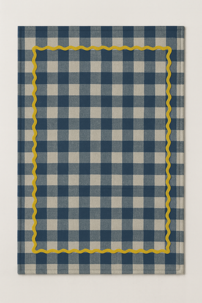 Blue Gingham Cotton Picnic Mat| Classic Check Print