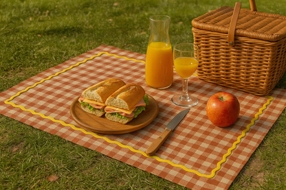 Red Gingham Cotton Picnic Mat | Classic Check Print