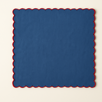 Midnight Scallop Embroidered Cotton Napkins Set of 6 | Dining Decor