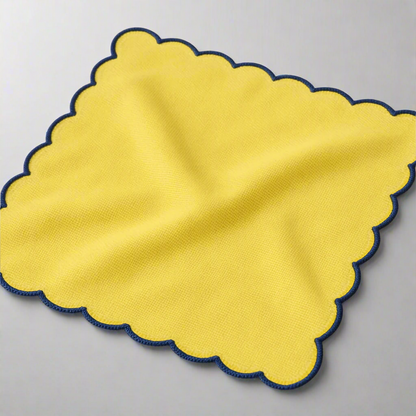 Yellow Dusk Scallop Embroidered Cotton Napkins Set of 6 | Dining Decor