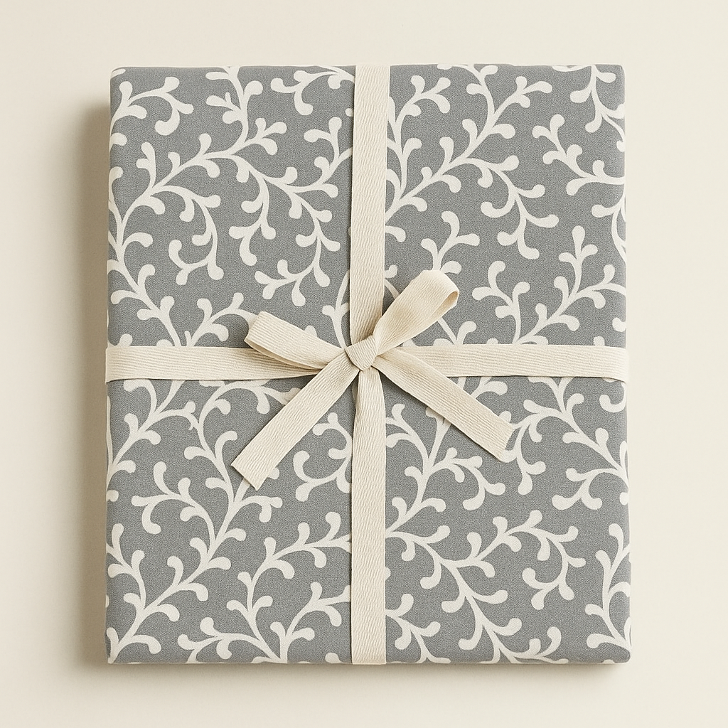 Pewter Blossom Cotton Table Cover | Floral Print Tablecloth