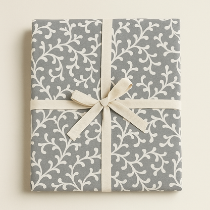 Pewter Blossom Cotton Table Cover | Floral Print Tablecloth