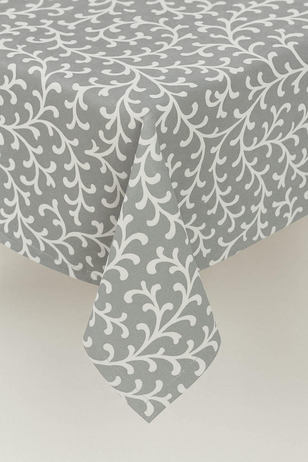 Pewter Blossom Cotton Table Cover | Floral Print Tablecloth