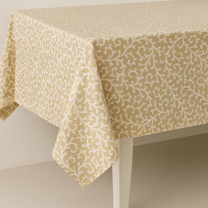 Neutral Bloom Cotton Table Cover | Floral Print Tablecloth