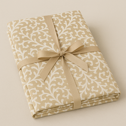 Neutral Bloom Cotton Table Cover | Floral Print Tablecloth