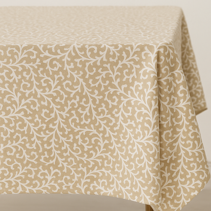 Neutral Bloom Cotton Table Cover | Floral Print Tablecloth