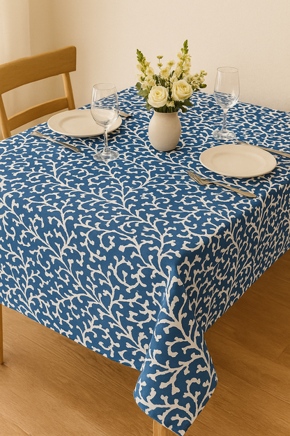 French Floral Cotton Table Cover | Elegant French Print Tablecloth