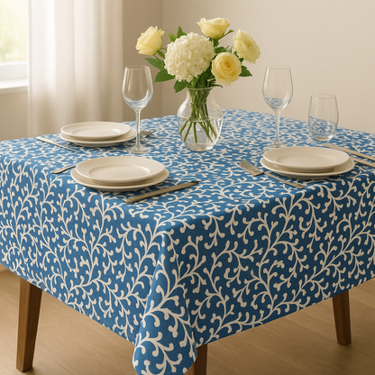 French Floral Cotton Table Cover | Elegant French Print Tablecloth