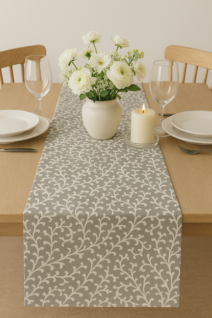 Grey Manor Bloom Cotton Table Runner | Floral Print Dining Runner