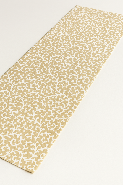 Beige Floral Manor Cotton Table Runner | Floral Print Dining Runner