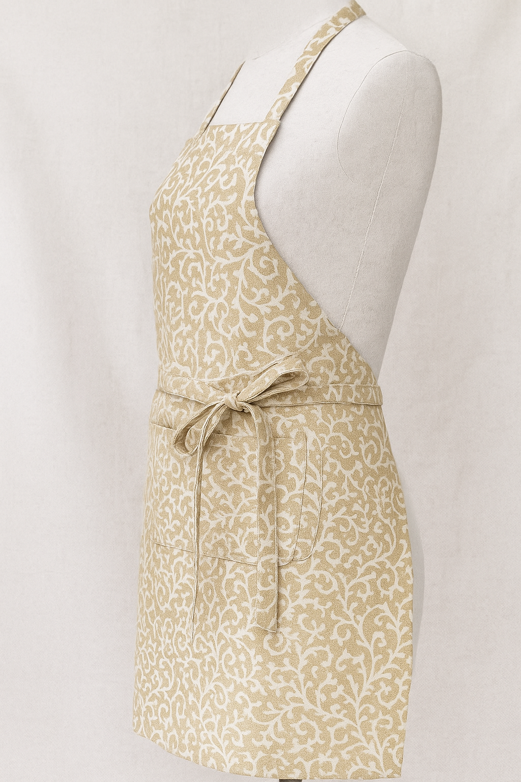 Elysian Beige Vine Print Cotton Apron | Premium Kitchen Apron