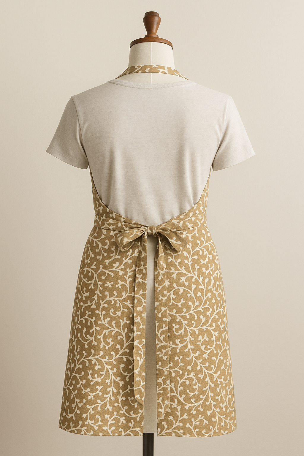Elysian Beige Vine Print Cotton Apron | Premium Kitchen Apron