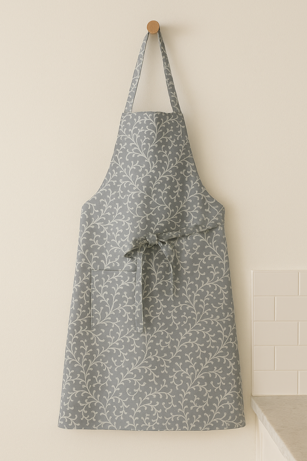 Elysian Grey Vine Print Cotton Apron | Premium Kitchen Apron