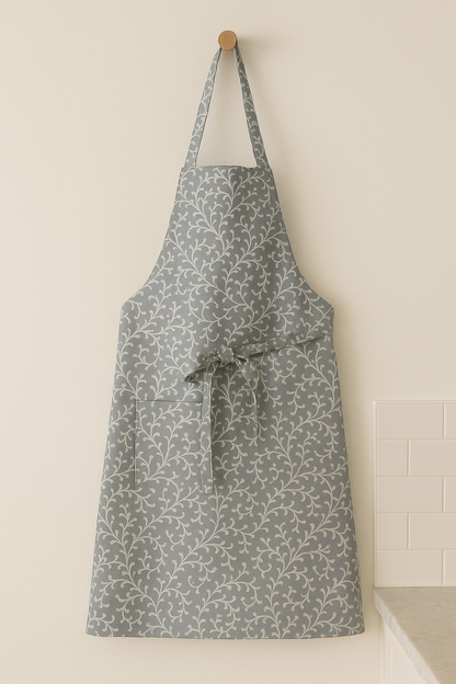 Elysian Grey Vine Print Cotton Apron | Premium Kitchen Apron