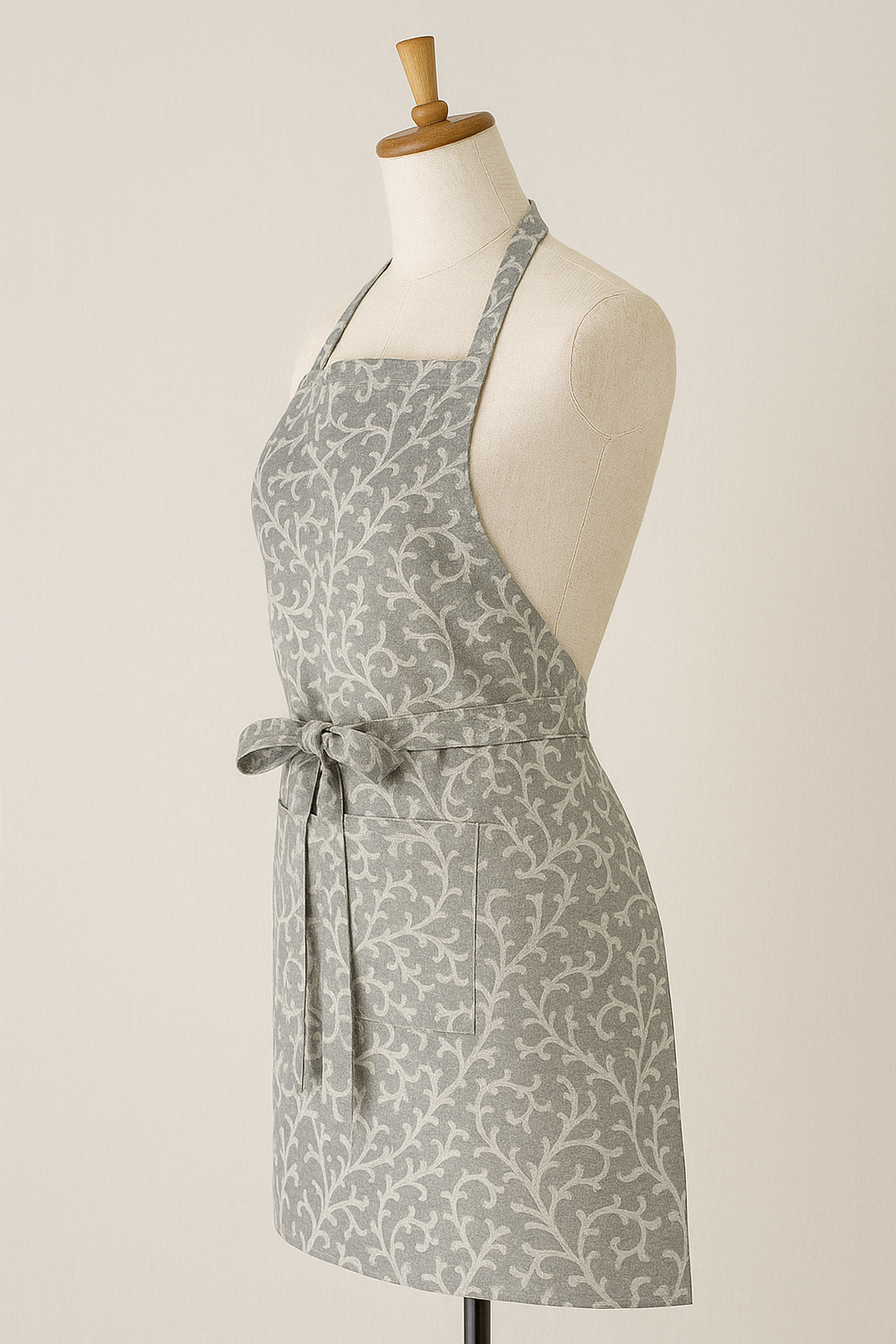 Elysian Grey Vine Print Cotton Apron | Premium Kitchen Apron