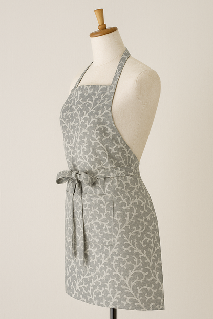 Elysian Grey Vine Print Cotton Apron | Premium Kitchen Apron