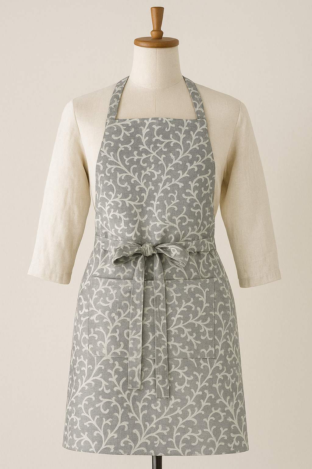 Elysian Grey Vine Print Cotton Apron | Premium Kitchen Apron