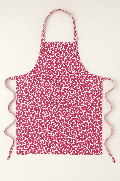 Elysian Red Vine Print Cotton Apron | Premium Kitchen Apron