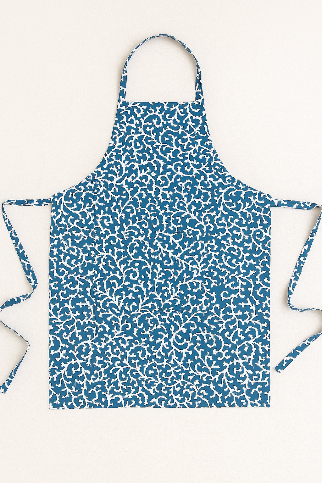 Elysian Blue Vine Print Cotton Apron | Premium Kitchen Apron