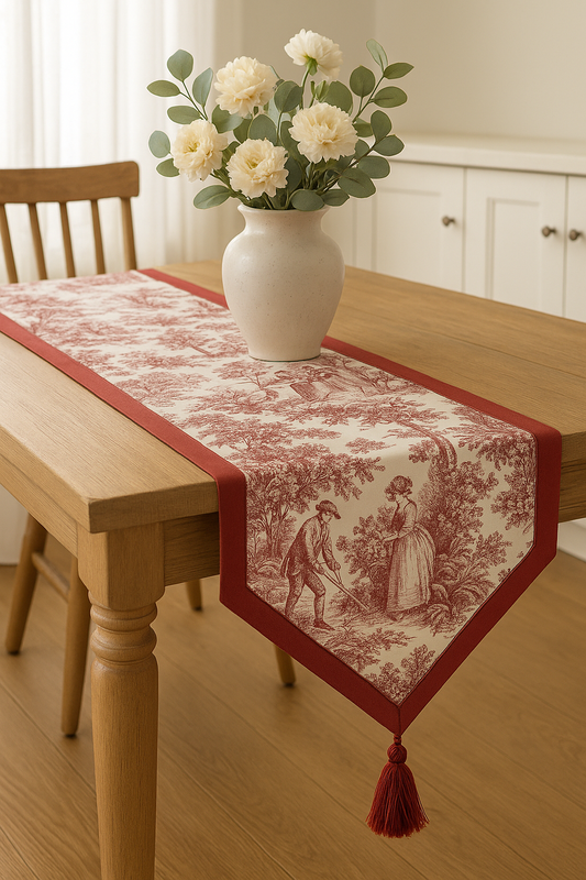Heritage Red Toile Print Runner