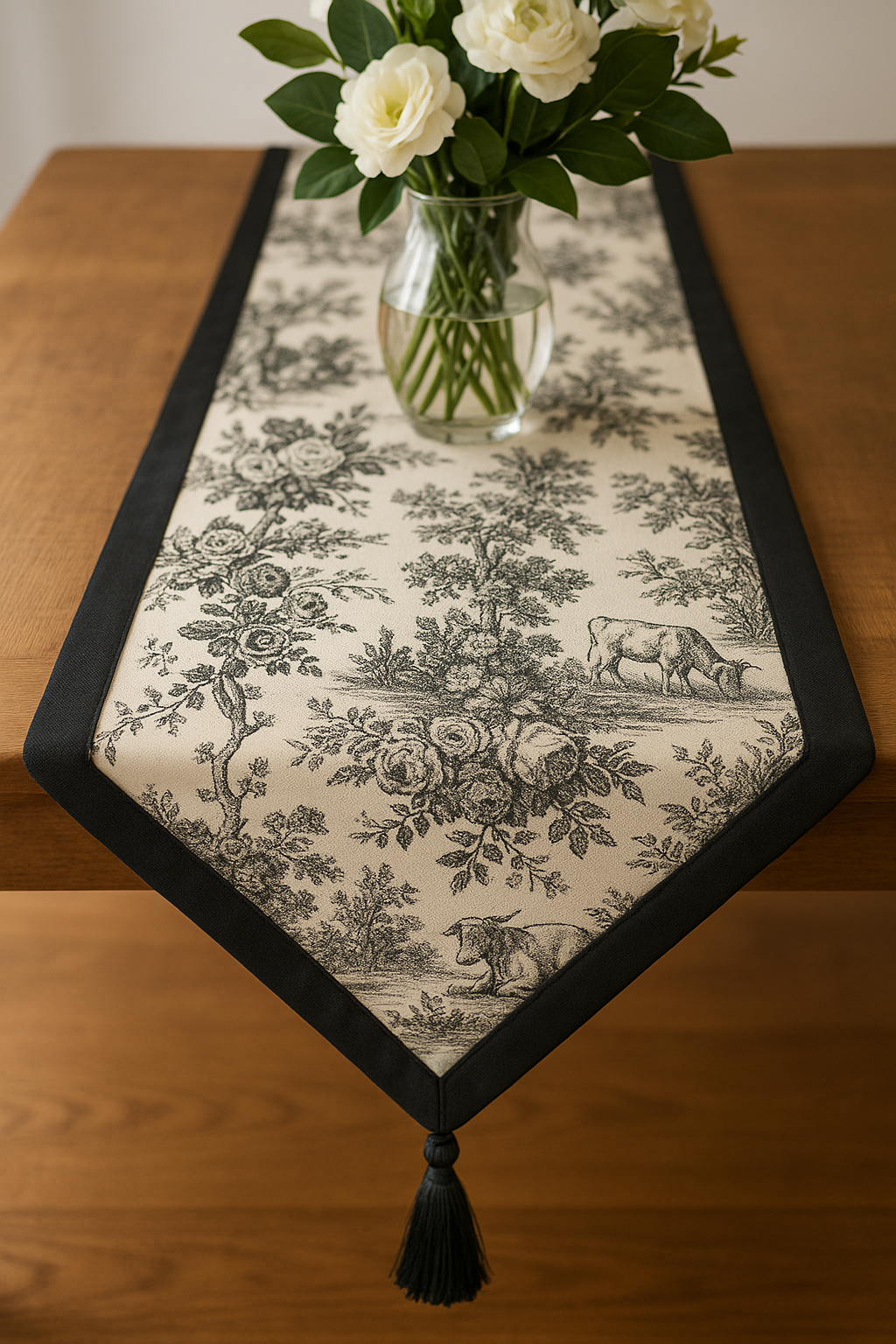 Heritage Black Toile Dining Runner