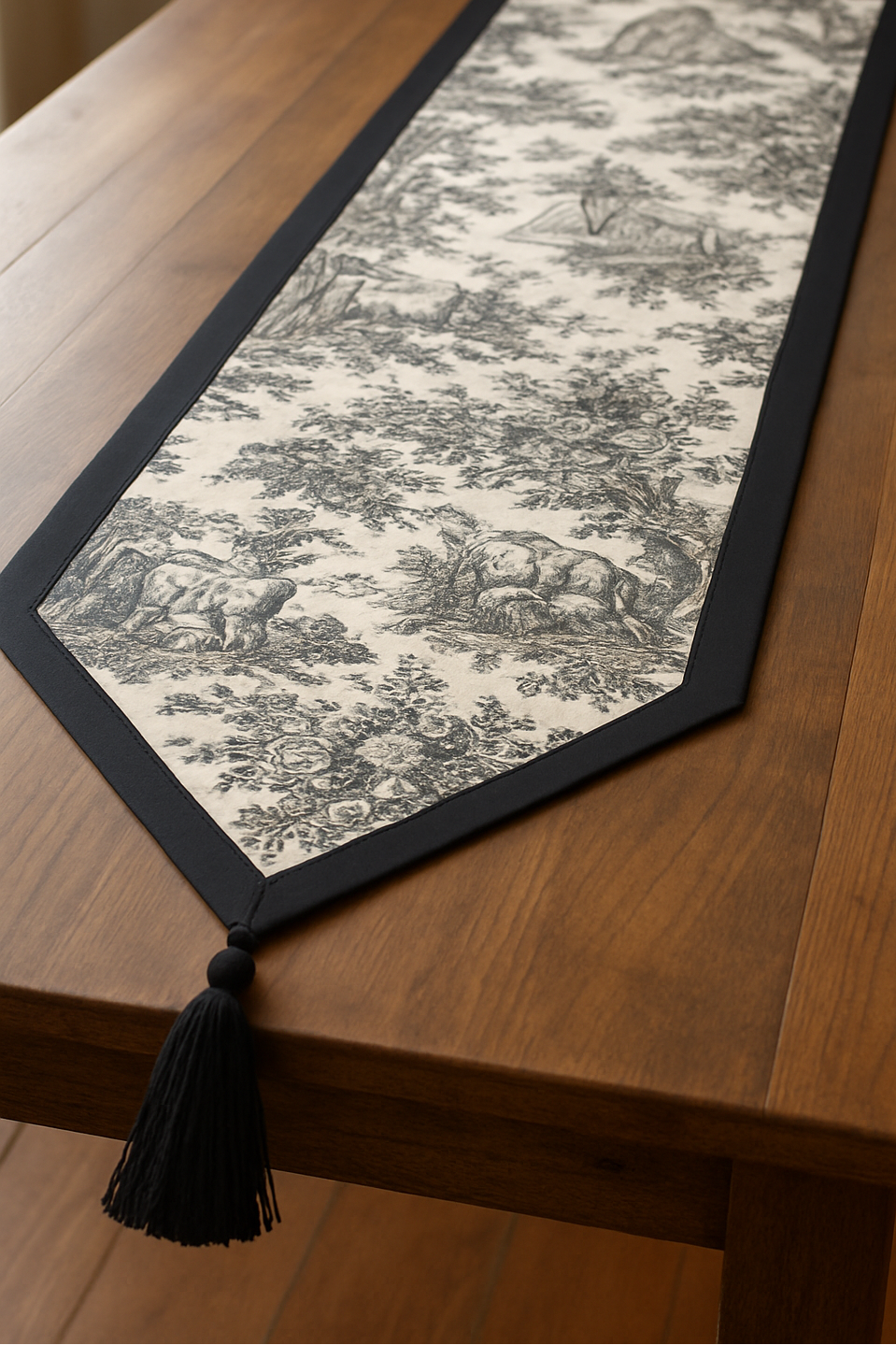 Heritage Black Toile Dining Runner