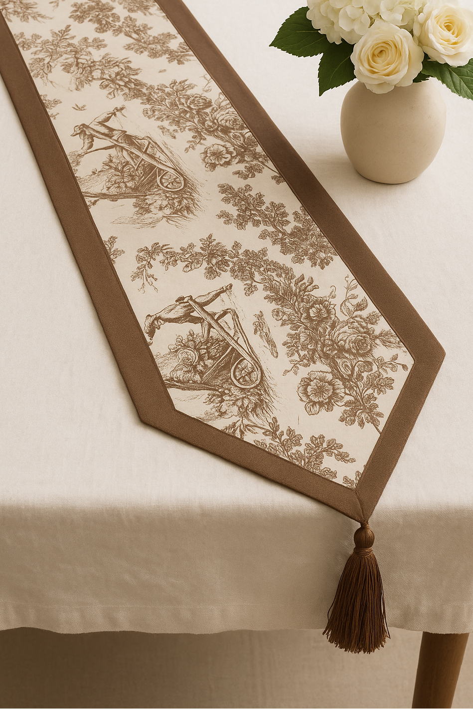 Heritage Brown Toile Print Runner