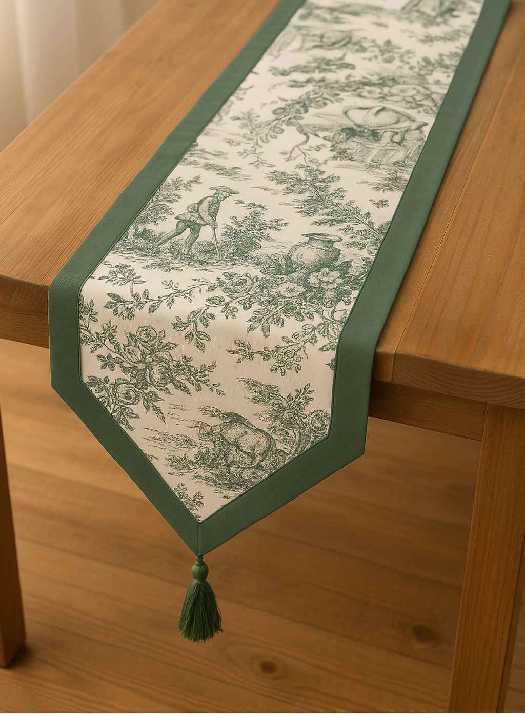 Heritage Green Toile Print Runner