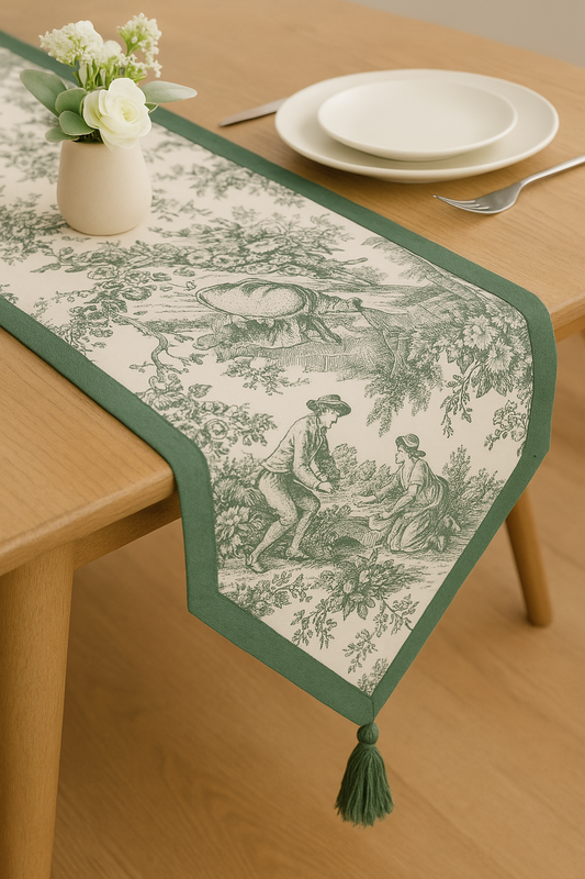 Heritage Green Toile Print Runner