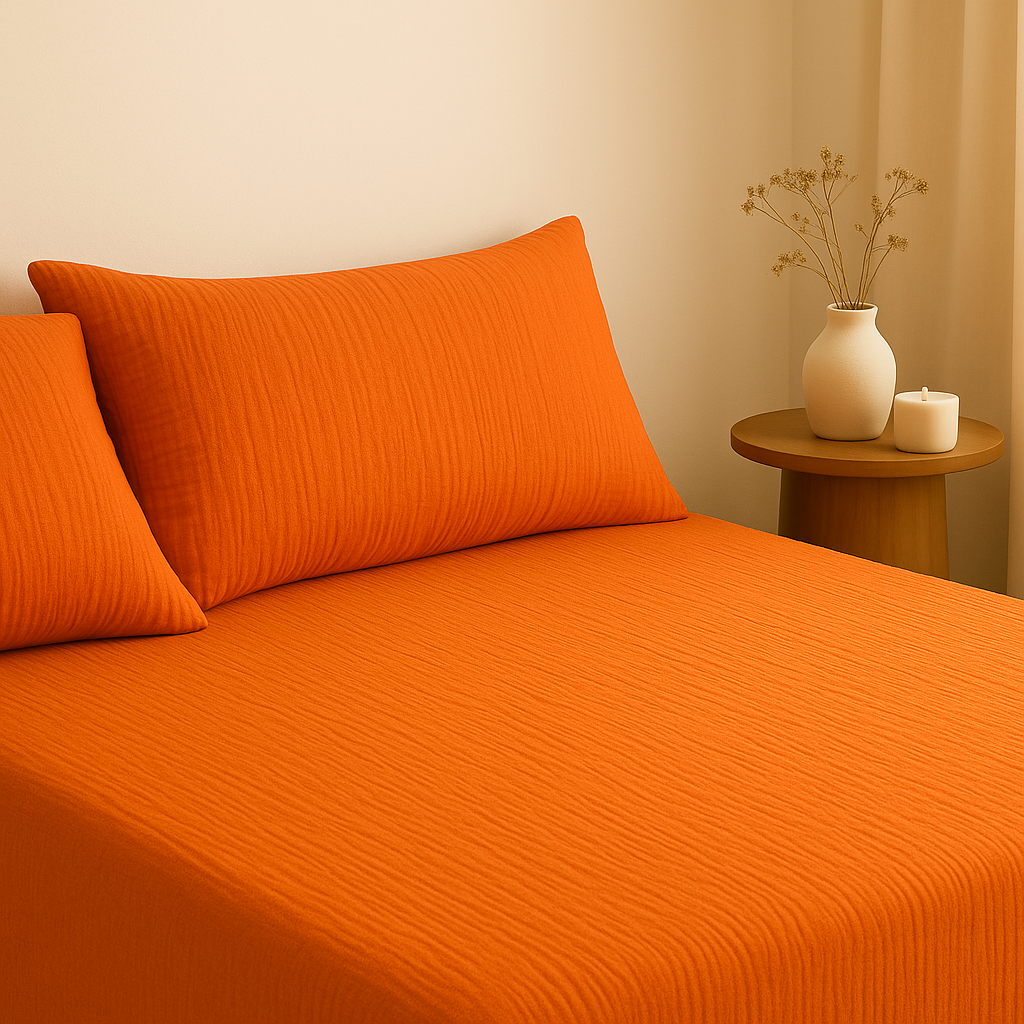 Amber Glow Muslin Bedsheet Set